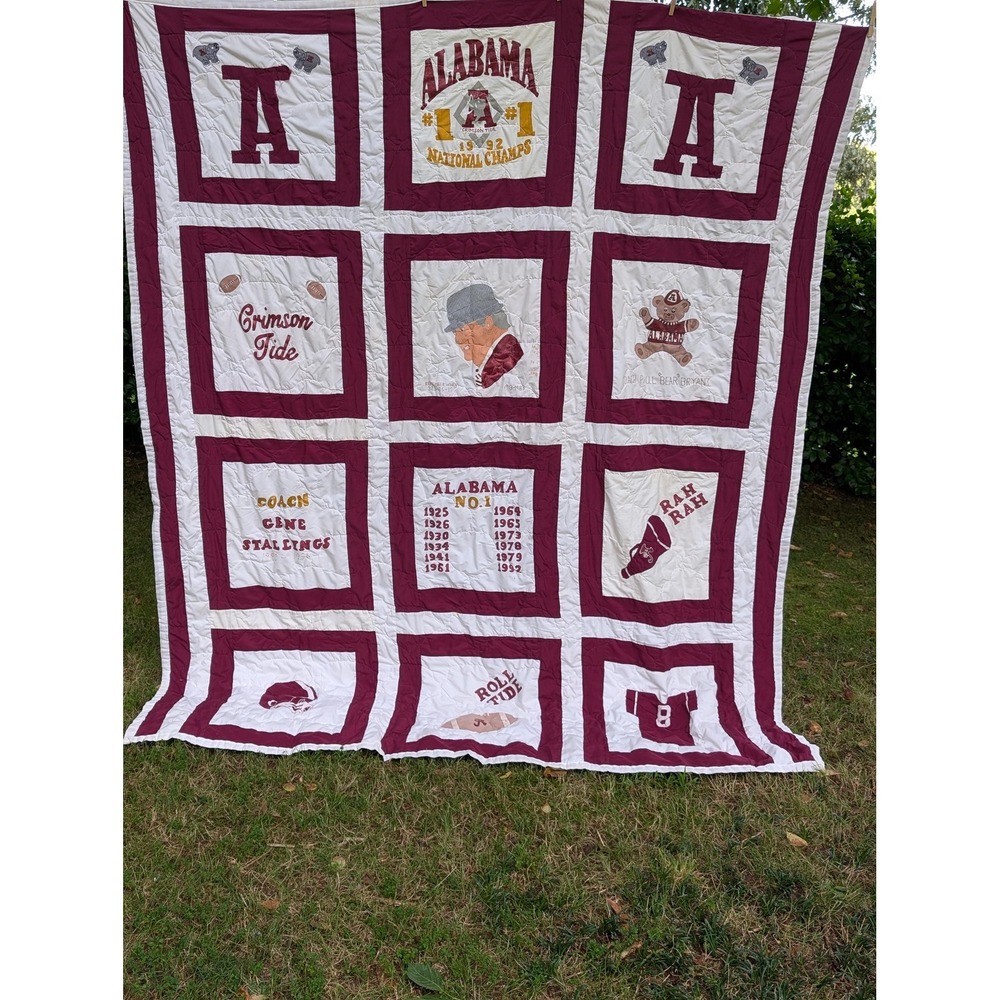Vintage University of Alabama Crimson Tide Handmade Quilt block design full
